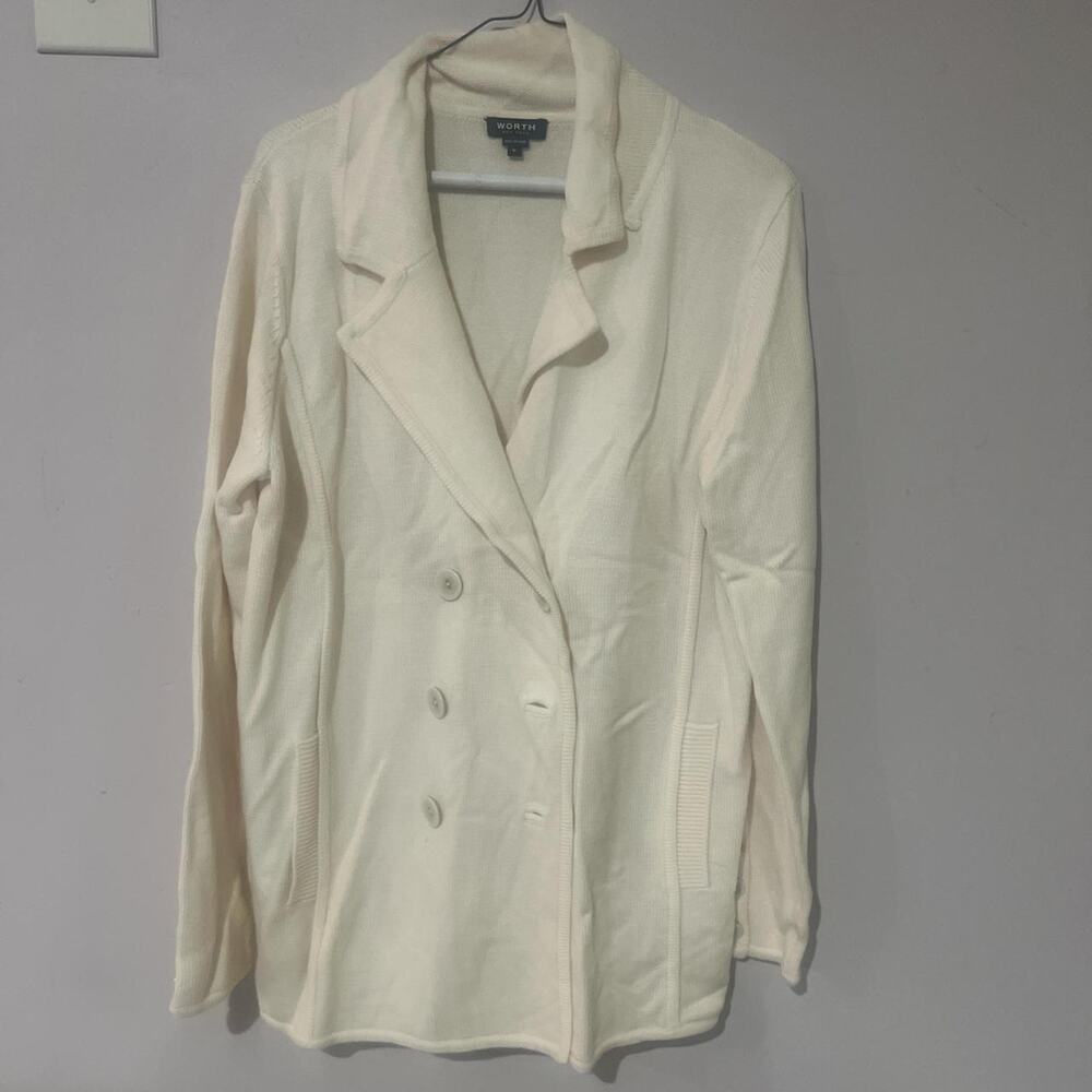 Cream and white casual blazer